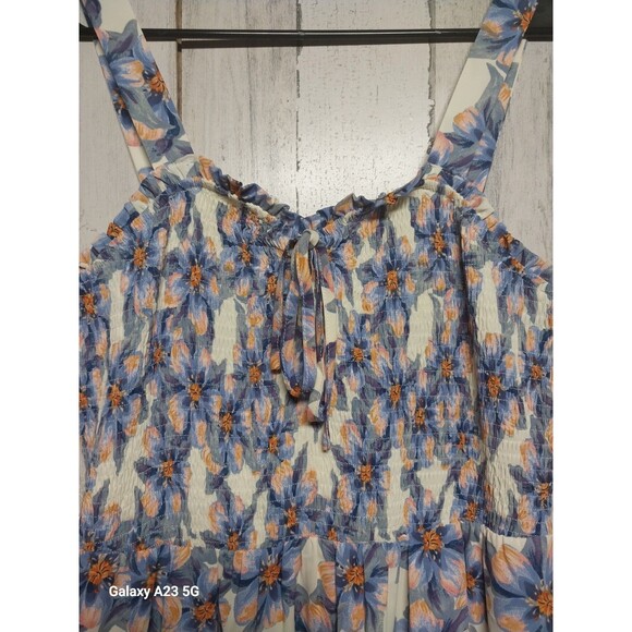 Grace Karin Smocked Floral Midi Dress Large NWT Resort Vacation Romantic - Picture 4 of 10